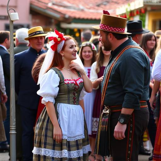 Gente vestida con trajes tradicionales en una romer&iacute;a