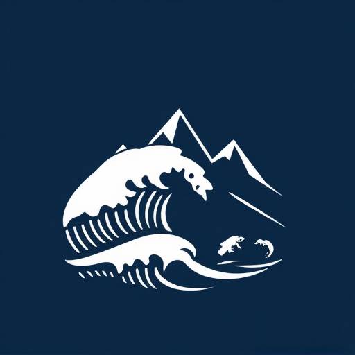 Icono estilizado de una ola marina y monta&ntilde;as
