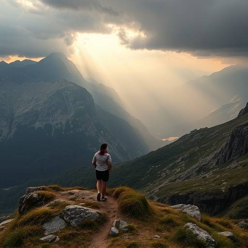 Pareja caminando por un sendero de monta&ntilde;a en los Picos de Europa con vistas espectaculares.