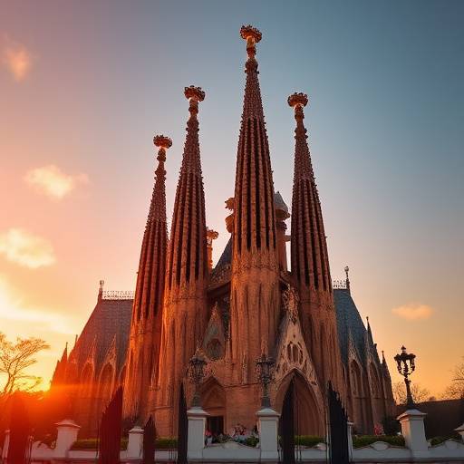 Vistas de la Sagrada Familia en Barcelona al atardecer